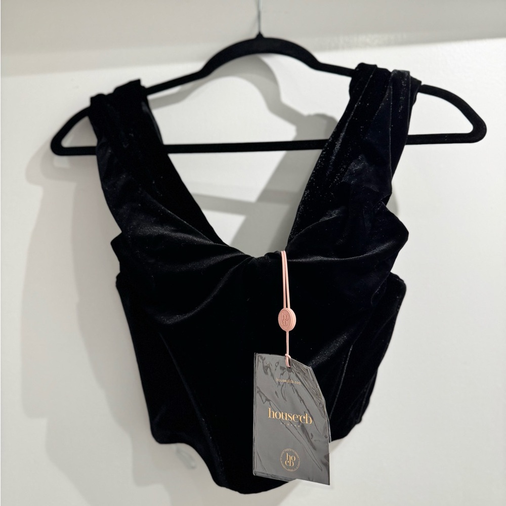 House of CB Black Velvet Bodysuit
